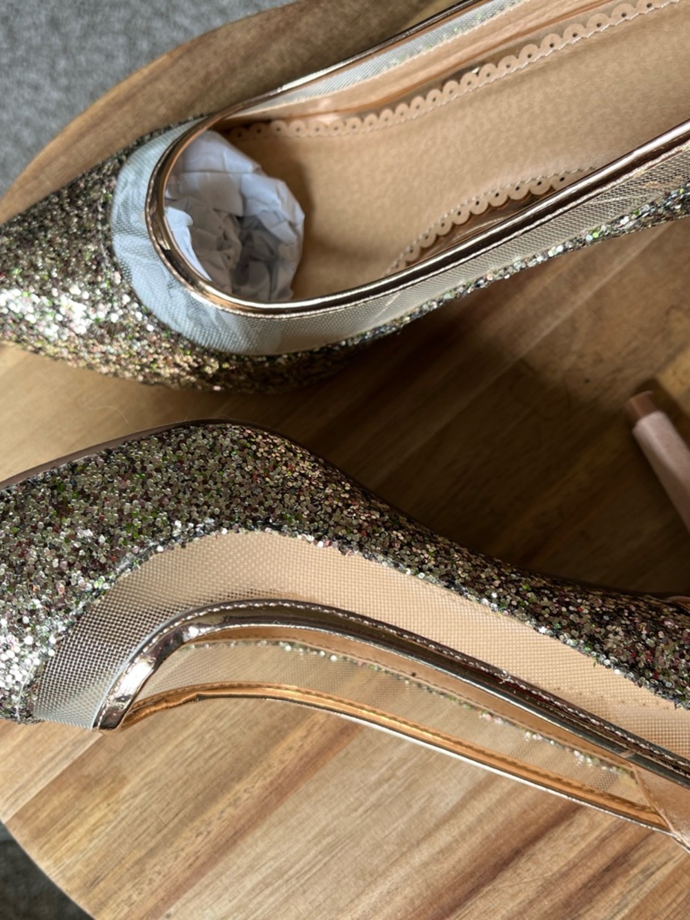Journee Collection Pink and Gold Glitter Pointed Toe Flats - Picture 4 of 6
